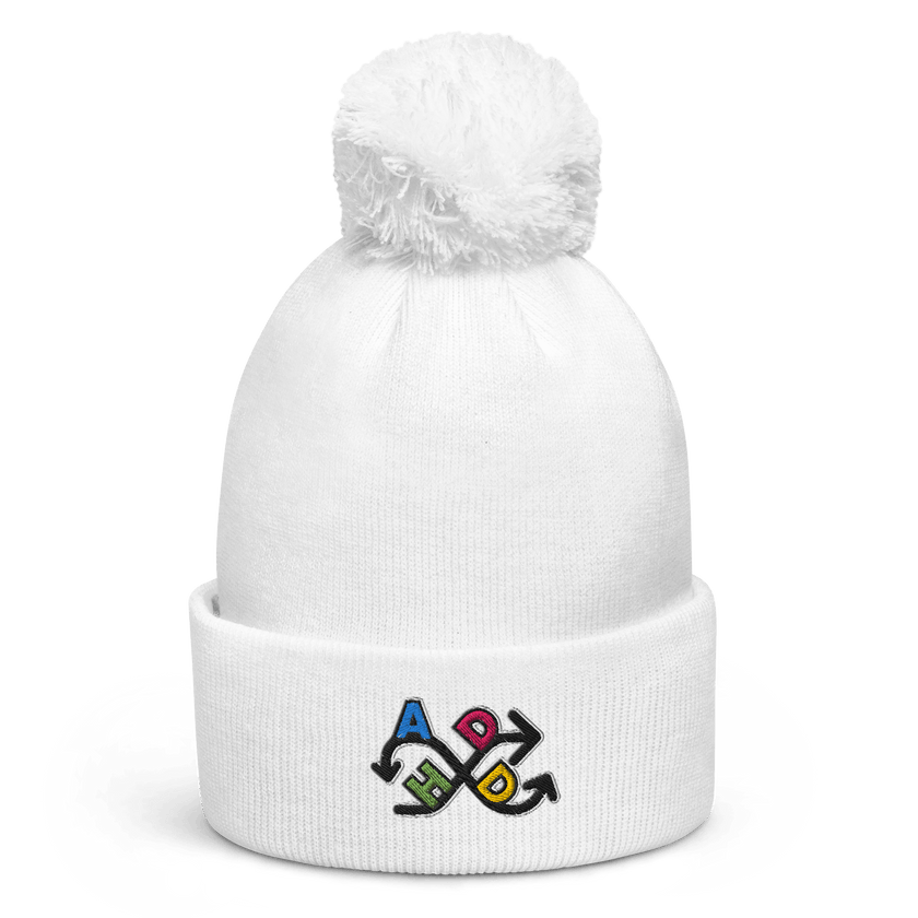 ADHD — ADHD Awareness Pom Pom Beanie by Lumo — mental health apparel for overthinkers