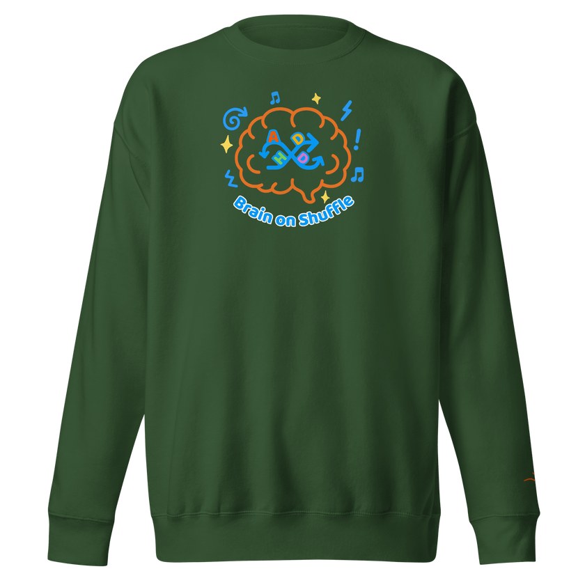 ADHD Shuffle — ADHD Awareness Sweatshirt by Lumo — mental health apparel for overthinkers