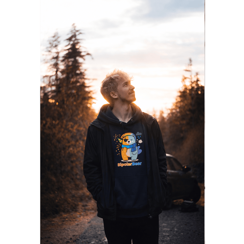 BipolarBear™ — Bipolar Awareness Hoodie by Lumo — mental health apparel for overthinkers