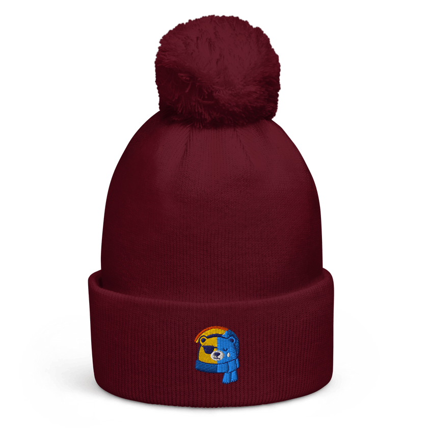 BipolarBear™ — Bipolar Awareness Pom Pom Beanie by Lumo — mental health apparel for overthinkers