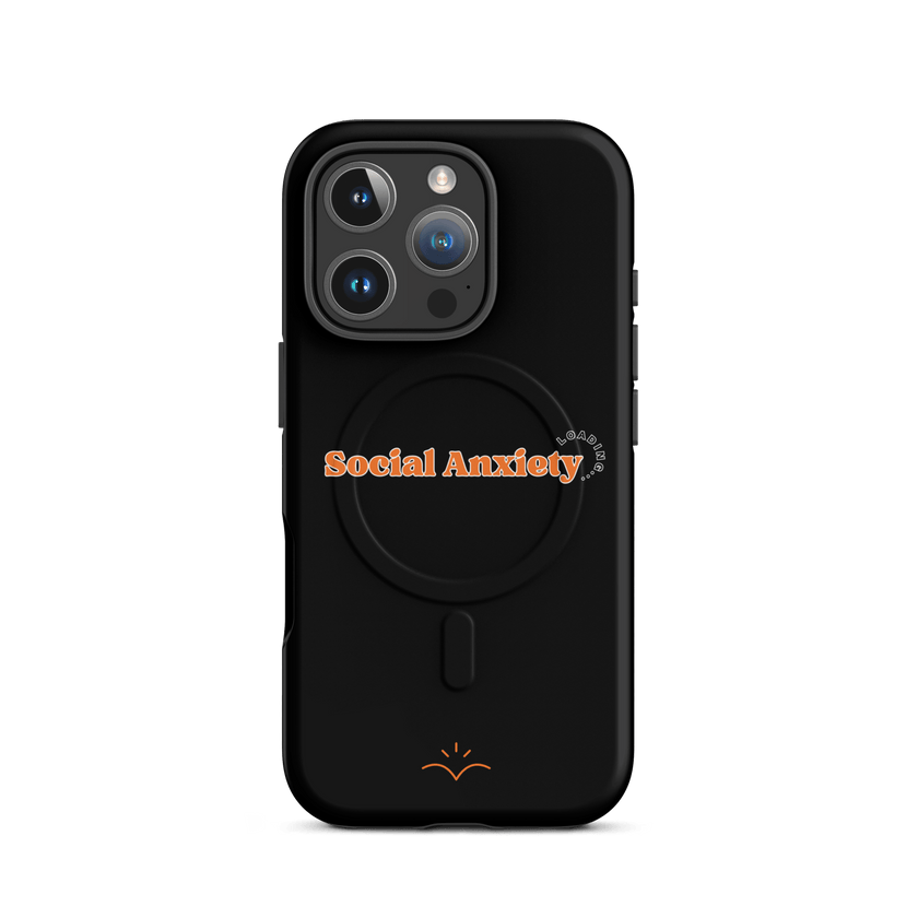 Social Anxiety Loading… — Social Anxiety & Mental Health MagSafe® Tough Case for iPhone® by Lumo — mental health apparel for overthinkers