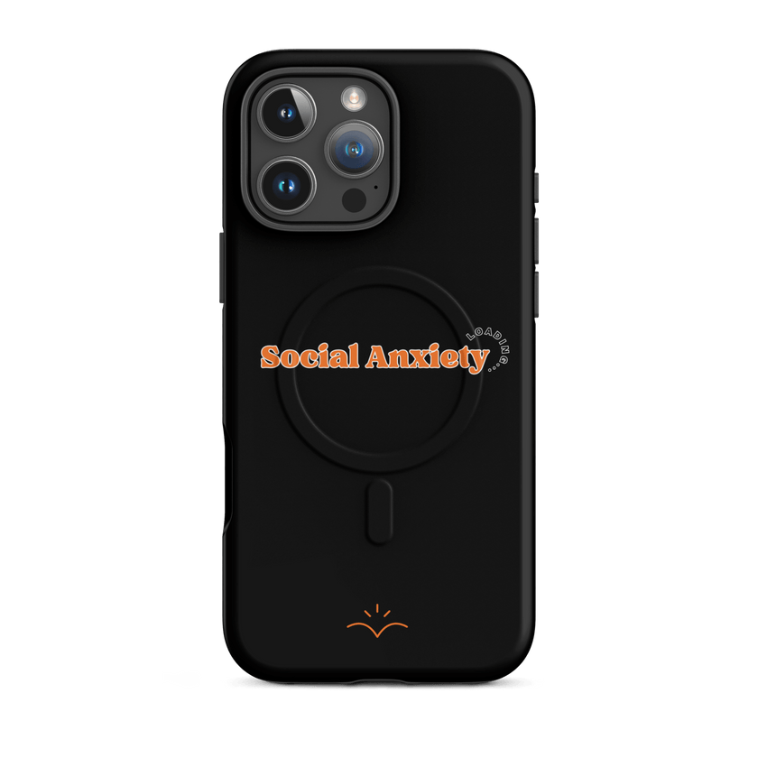 Social Anxiety Loading… — Social Anxiety & Mental Health MagSafe® Tough Case for iPhone® by Lumo — mental health apparel for overthinkers