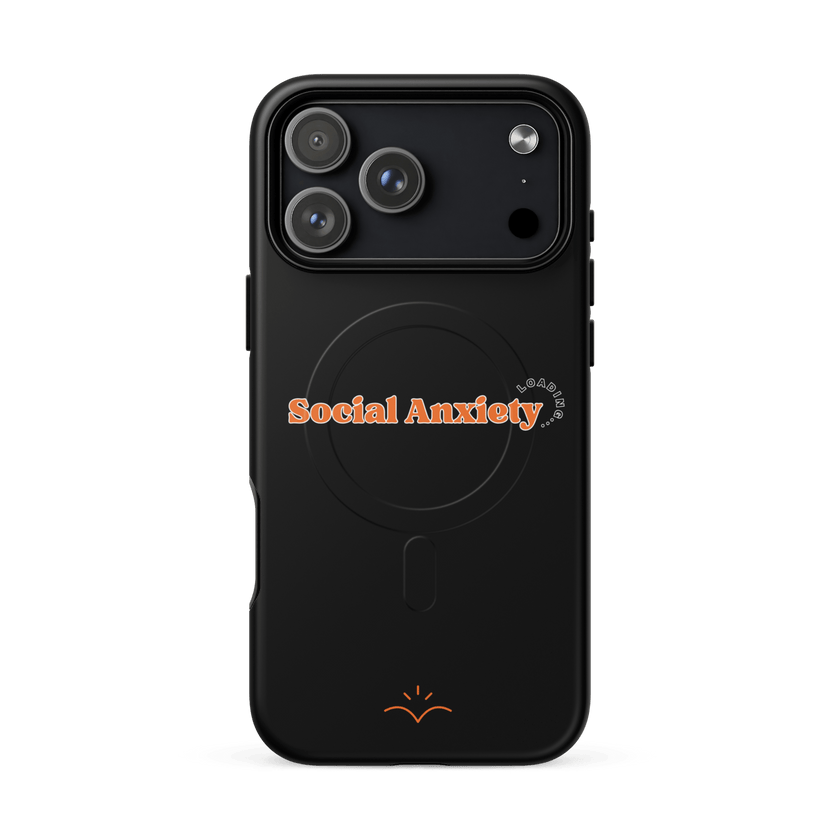 Social Anxiety Loading… — Social Anxiety & Mental Health MagSafe® Tough Case for iPhone® by Lumo — mental health apparel for overthinkers